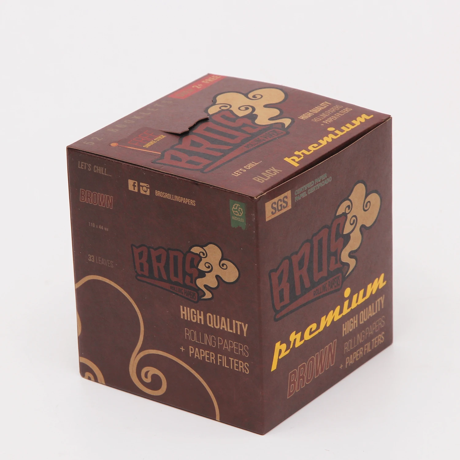 bros brown custom tobacco unbleached paper tips filters logo smoking rolling paper