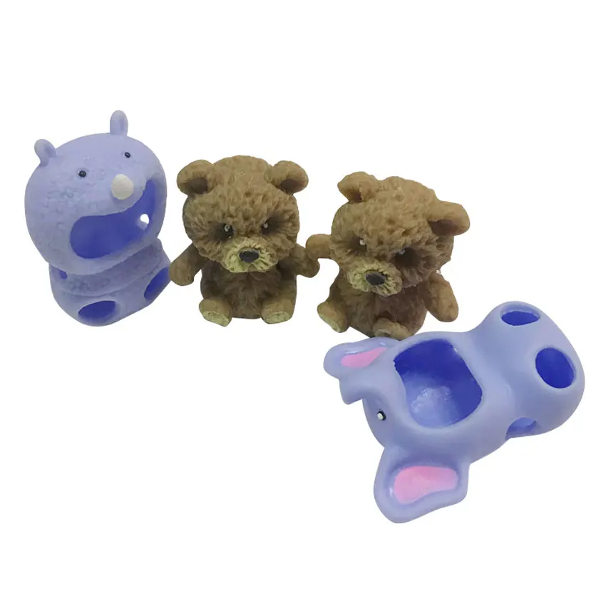 2022 New Small TPR bear playsets toy with Elephant and Rhino animal shape costume