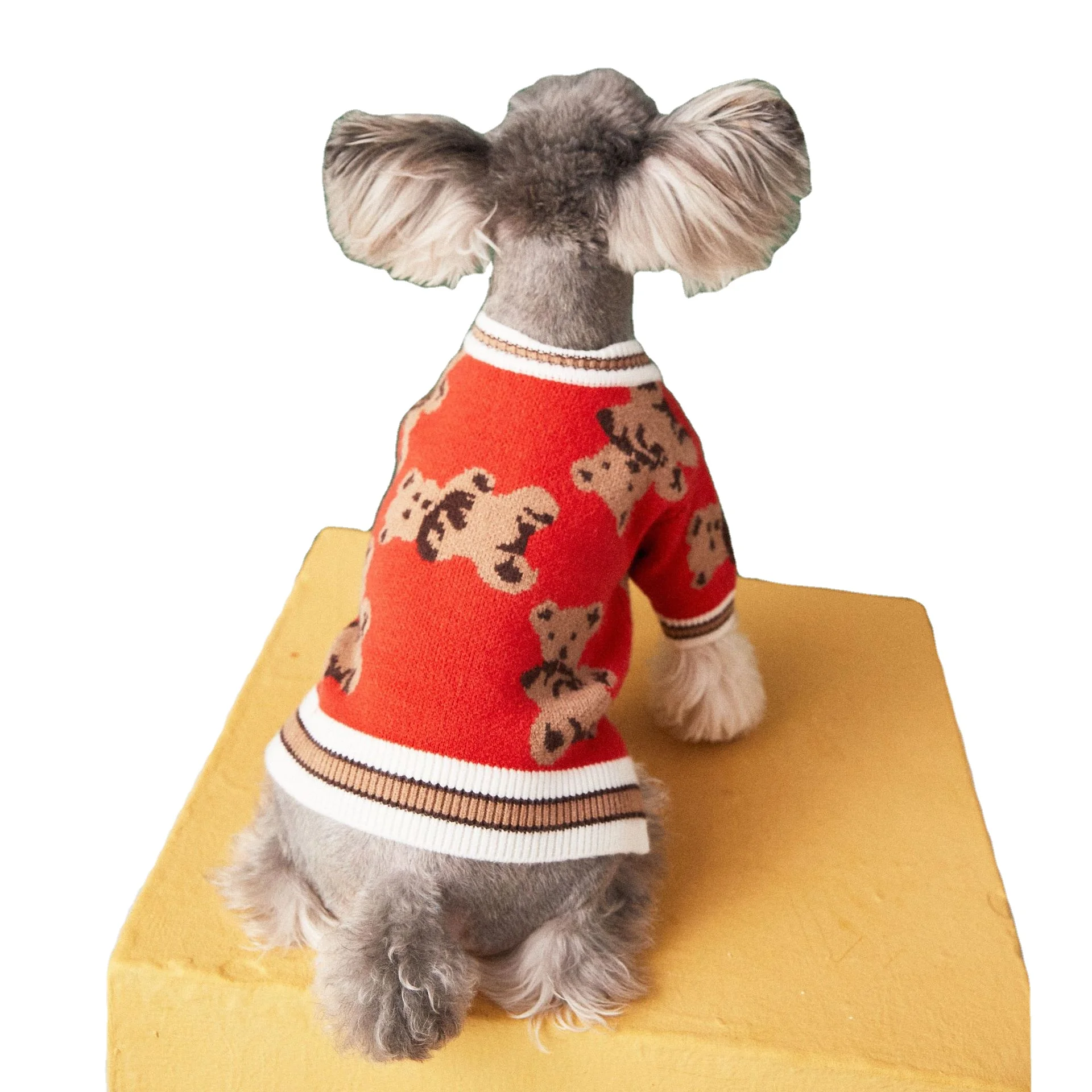 JXANRY Bear Cardigan Cute Festive Designer Teddy Ropa Para Mascotas Knitted Sweater Dog