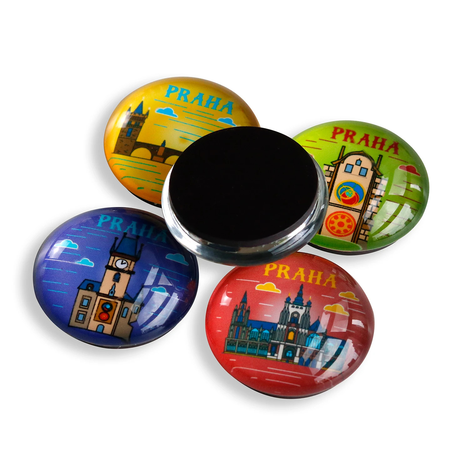 Factory Free Sample Cute Circle Frosted Glass Fridge Magnet Office Home Decoration 3D Dome Crystal Fridge Glass Magnet