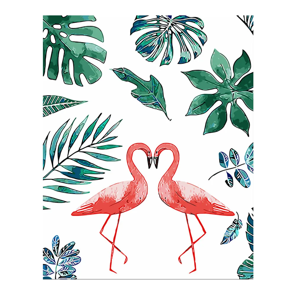 
DIY digital oil painting wholesale hand-painted landscape living room hanging painting flamingo 40*50 