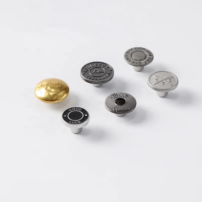 YHG High Quality Embossed Custom Logo Metal Brass Zinc Alloy Botones Vintage Enamel Jeans Button for Pant Clothes
