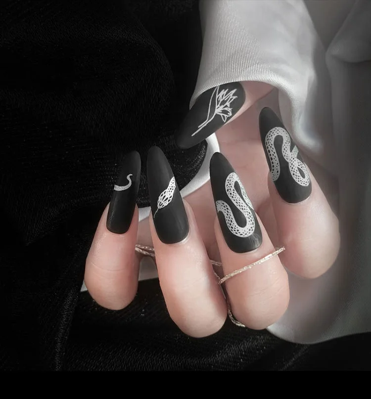 popular 3d nails stickers Black and white snakelike nail art sticker