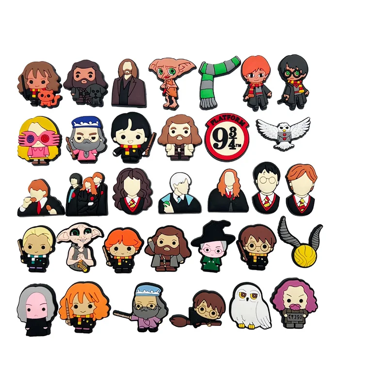 37 Styles Movie Harry DIY Shoes Accessories Platform 9-3/4 Hedwig Hermione Cartoon Shoe Charms Buckle PVC Anime Pins