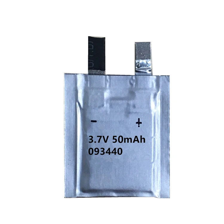 093440 Thin Battery 093440 hot sale model 3.7V rechargeable thin paper battery 50mAh thickness 0.95mm