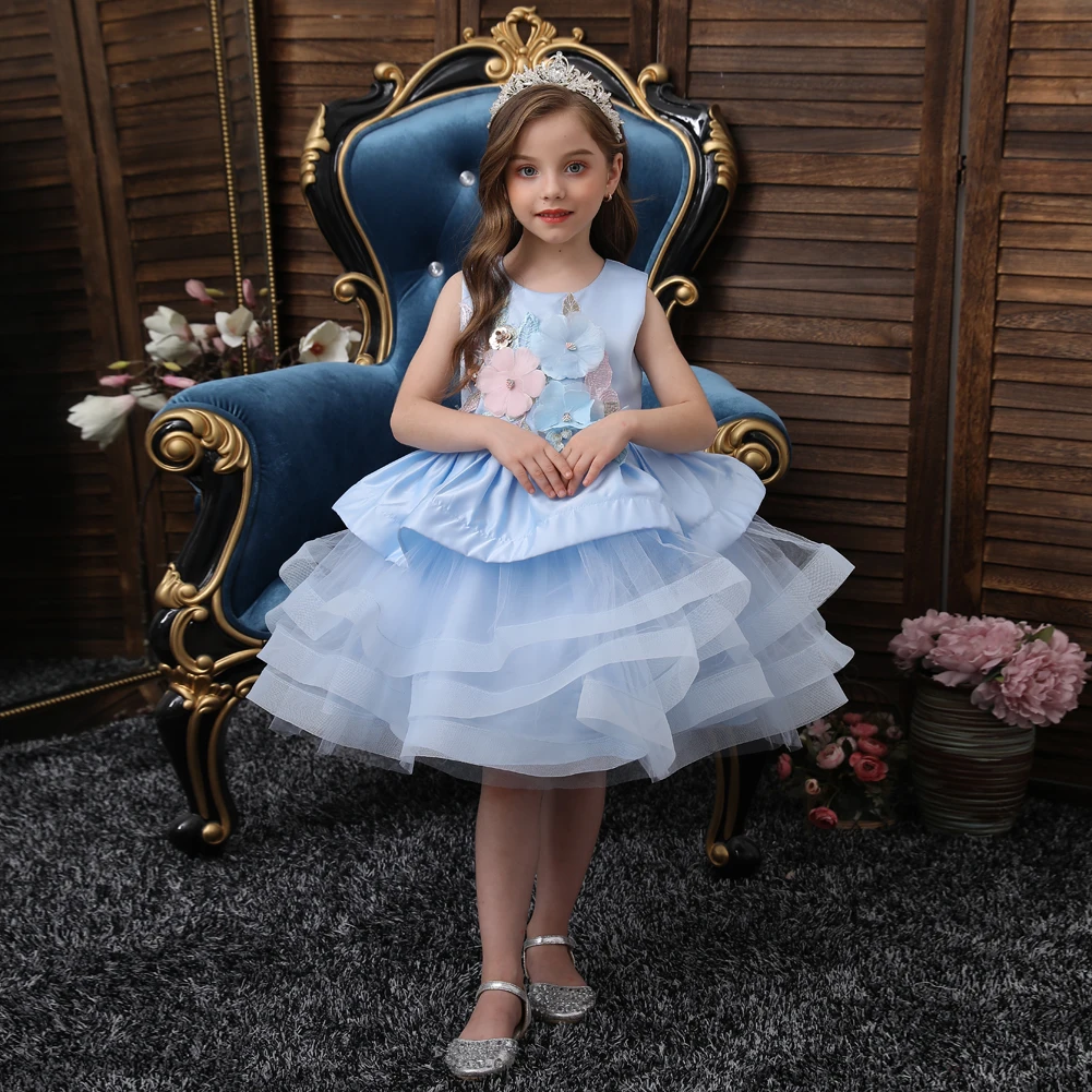 Summer Girls 0-8 Years Toddler Party Wear Infant Princess Spanish Birthday Lace Children girls flower Dresses