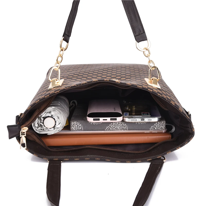 New Arrival Designer Women Purses Bags 6 in 1 Handbags Crossbody Bag PU Leather 6 Pieces Fashion Customize Black Handmade