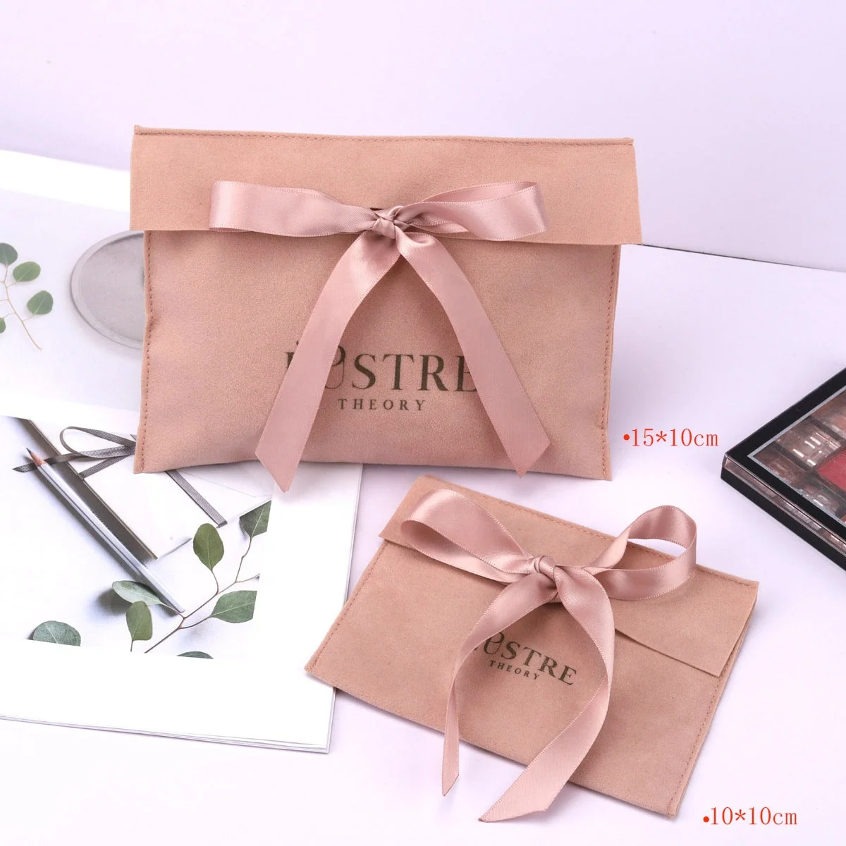 Custom Logo Printed Luxury Faux Velvet Envelope Pouch For Jewelry Flap Envelope Velvet Velvet Bag