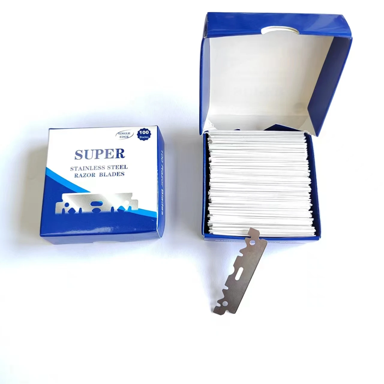 Wholesale high quality custom logo 100 pcs single edge barber razors blades for professional face shaving