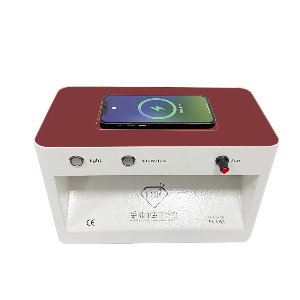 TBK 705A Wireless Charging mini Dust room Removal Workbench Dust Extraction Dedustirepairng for lcd mobile phone repair