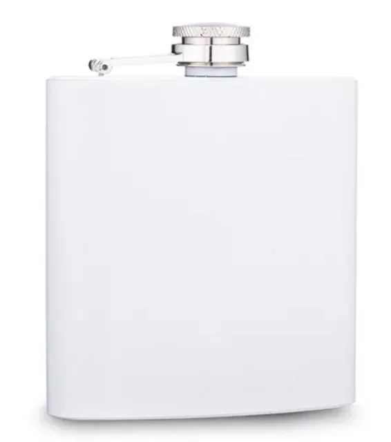 6oz white hip flask Laserable flask