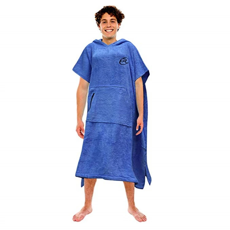 100% Cotton Custom High Quality Low MOQ Custom Microfiber Adult Surf Poncho Hooded Towel Poncho Towel Surfing Changing Poncho