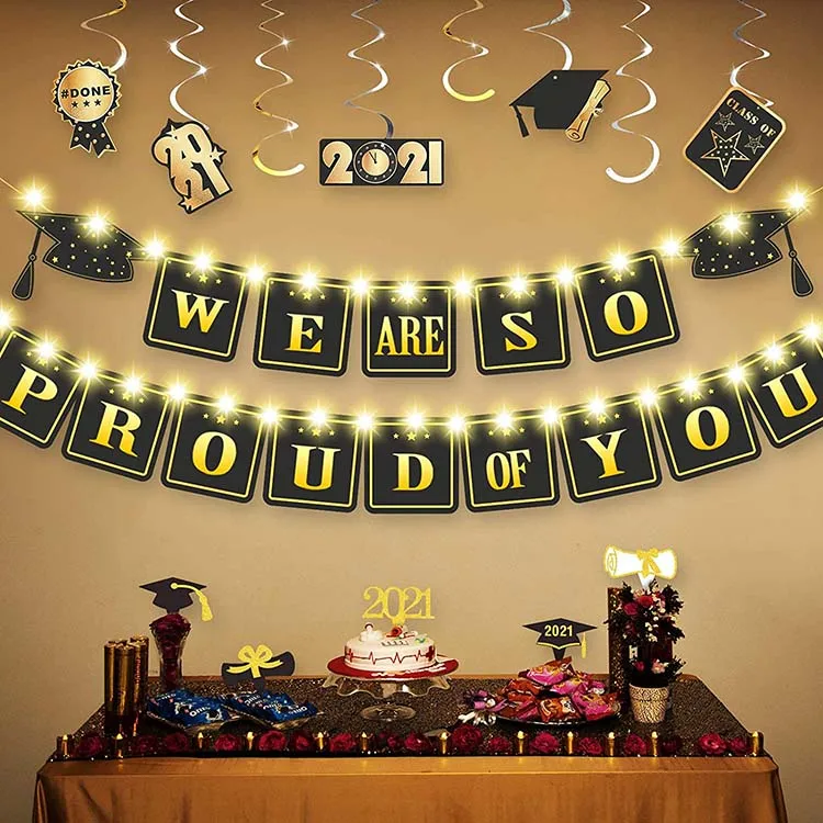 Custom congratuations handing paper party pennat flag dector banner for graduation