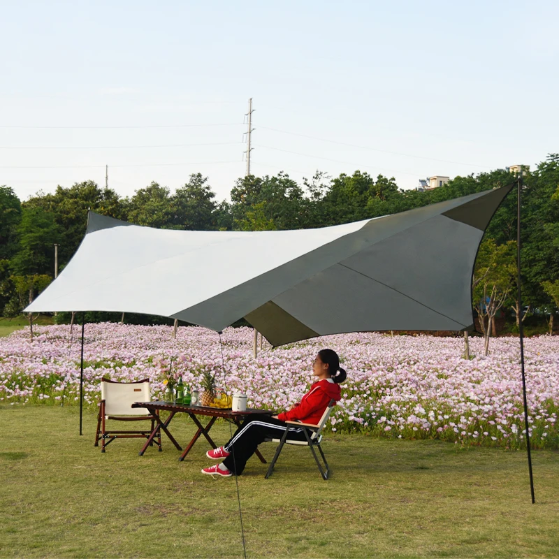 Manufacturer 210T Polyester Waterproof camping shelter camping outdoor tarp with Silver Coating Sun Protection UV 50+