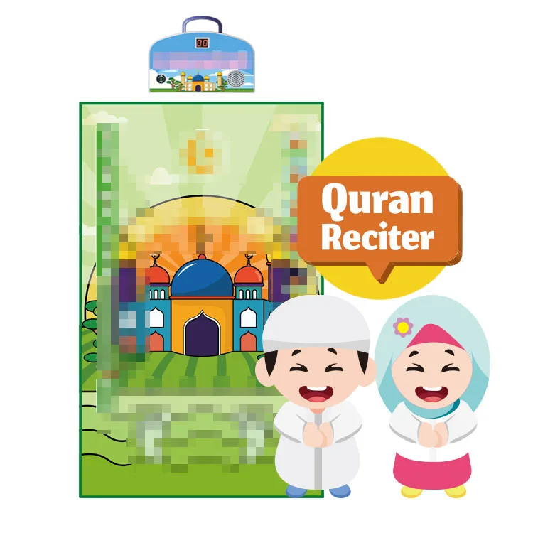 Children Islamic Prayer Rug Gift Set Electronic Interactive Sejadah Kids Educational Muslim Prayer Mat