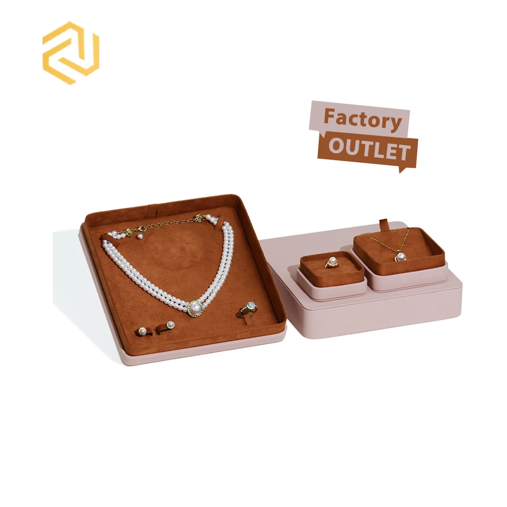Best Selling New Custom Diamond Ring Jewelry Box Rounded Chain Jewelry Packing PU leather Necklace Pendant Box Jewelry Box