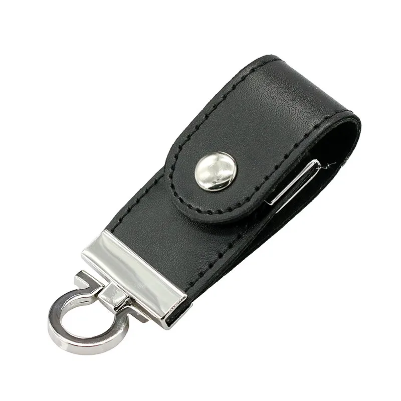 
Leather USB Flash Drive with Metal Keychain Pendrive 64GB 32GB 8GB USB 2.0 Business Usb Flash 128GB Pen Drive Memory Stick 