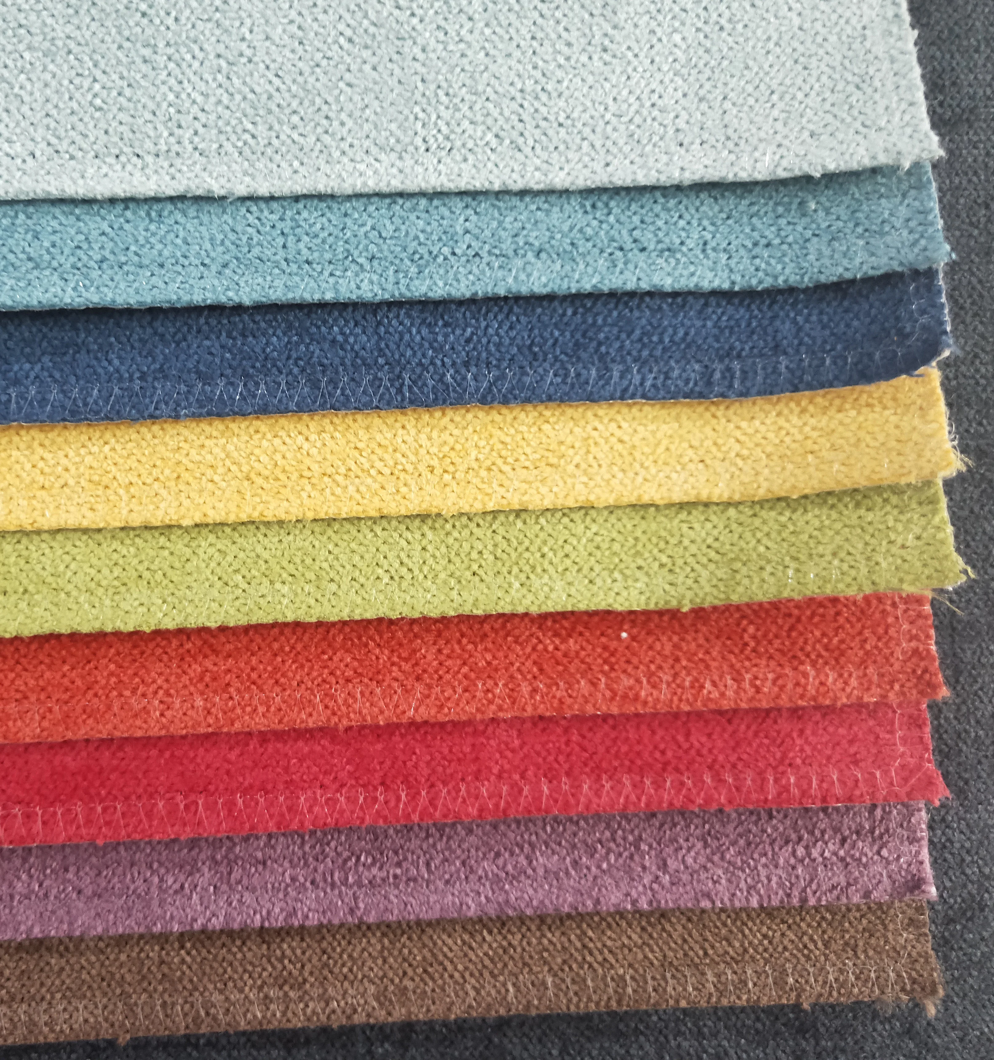 European Stock Lot khaki grey brushed  Plain Dyed sofa Curtain Table Chair Textile Cover Haining Fabric price