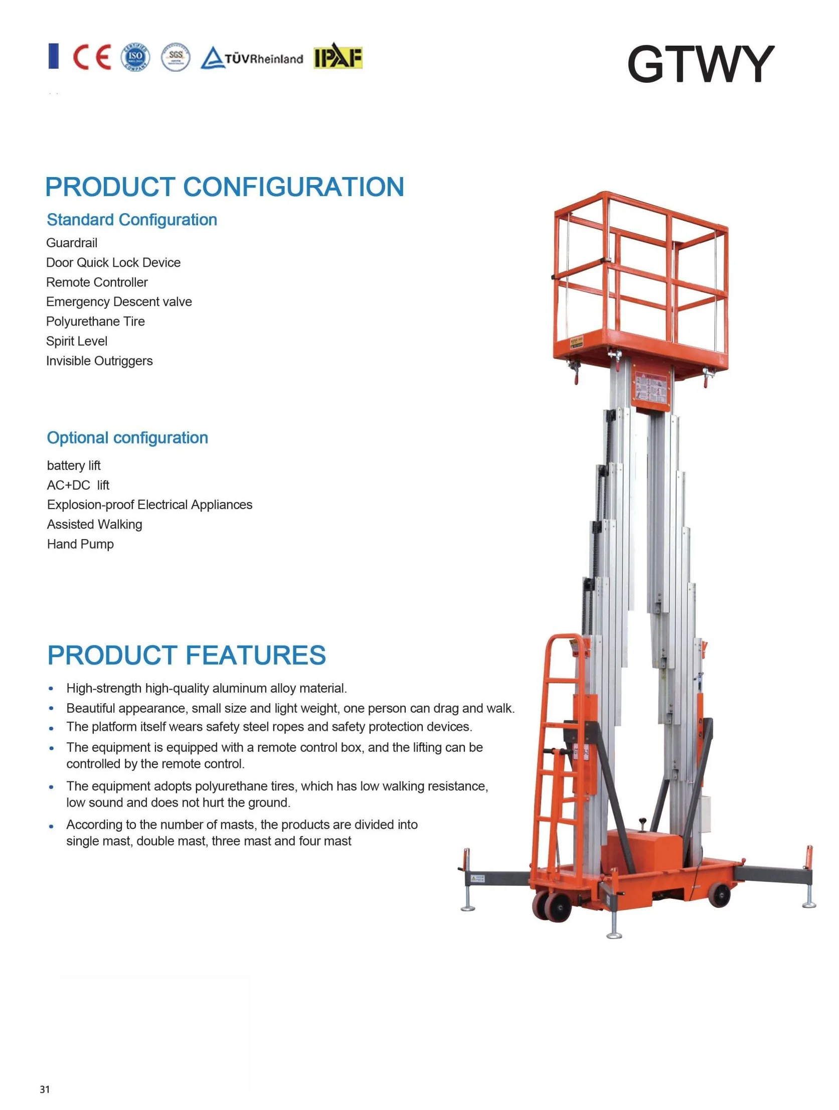 Aluminum Alloy Aerial Work Platform Small Size Light Weight Aluminum Alloy Portable Work Platform