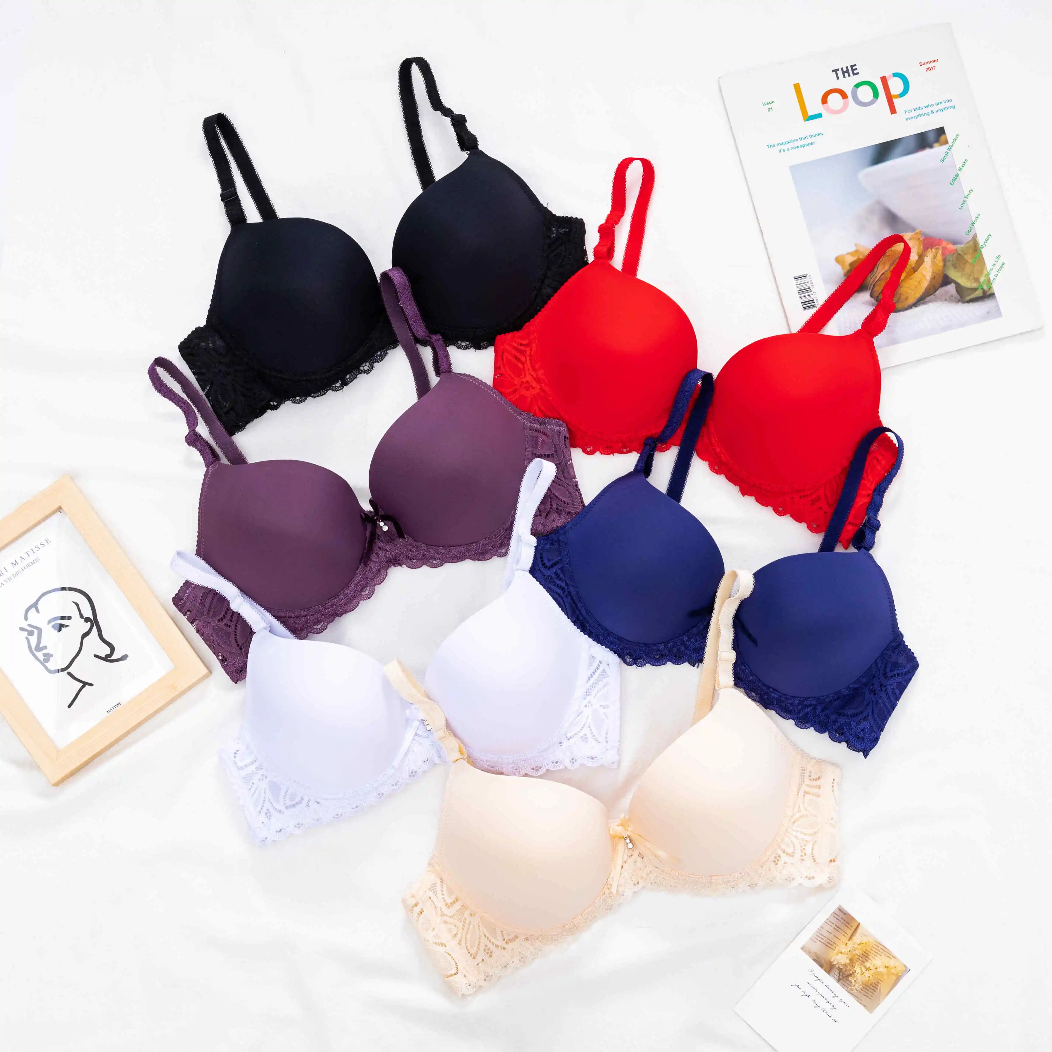 Custom Young Girl 32 Size A B Small Cup Women Seamless Panty Bras Brief Sets Wireless Push Up Bra