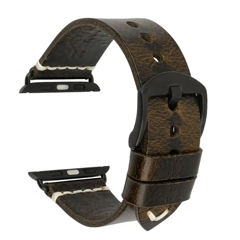  Ремешок кожаный для Apple Watch 44 мм 42 40 38 совместимый с iWatch Series 6 5 4 3 2 1