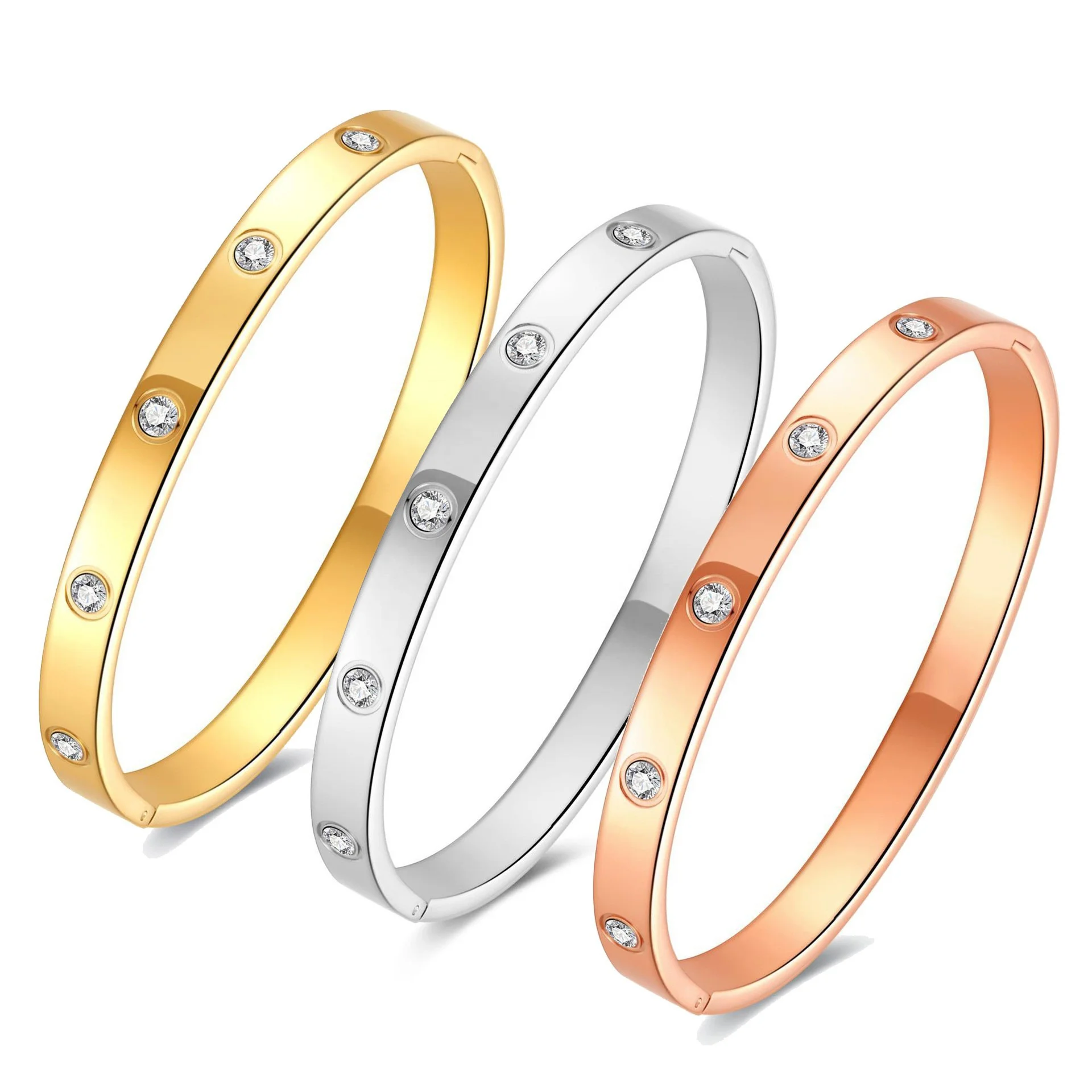 Pop Fashion Couple Diamond Bracelet gold plated bracelet stainless steel jewelry set bracelets women luxury