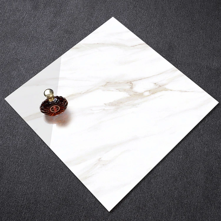 Foshan Factory Carrara White Marble Effect Italian Travertine Floor Ceramic Full Body Polished Glazed Tile 600x600 Flooring