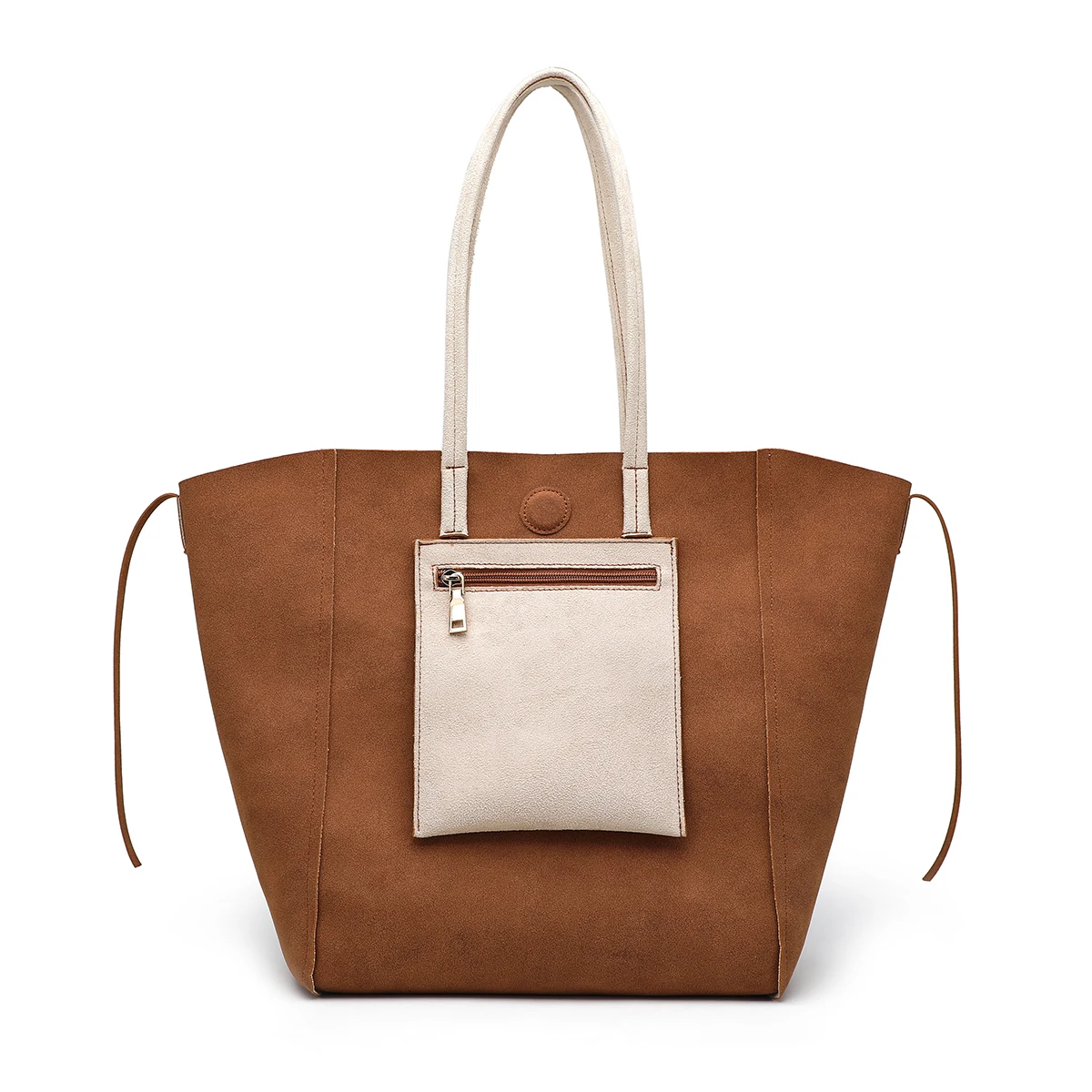 
Двусторонняя сумка-тоут из искусственной кожи и замши на молнии с несколькими карманами 