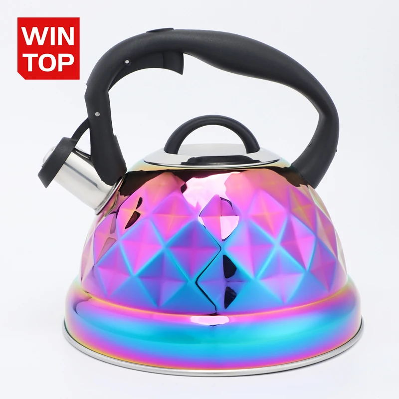 2.8L Rainbow Colors Stove Top Whistling Tea Kettle Stainless Steel Water Kettle