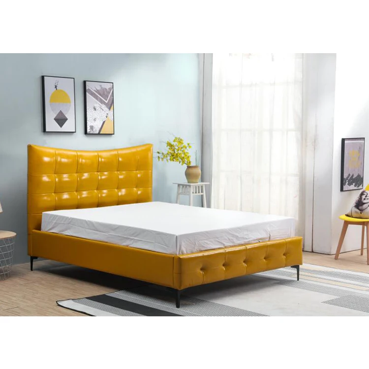 bedroom furniture cheap classic pu faux leather upholstered bed