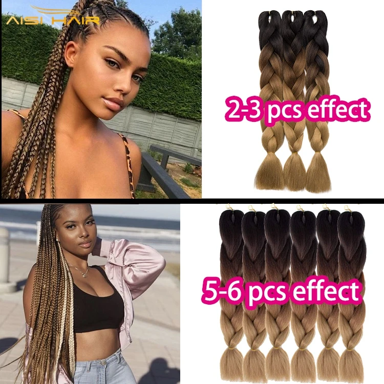  Aisi Hair джамбо волосы плетеные крючком предварительно растянутые термостойкие 48 дюймов для Afircan синтетические