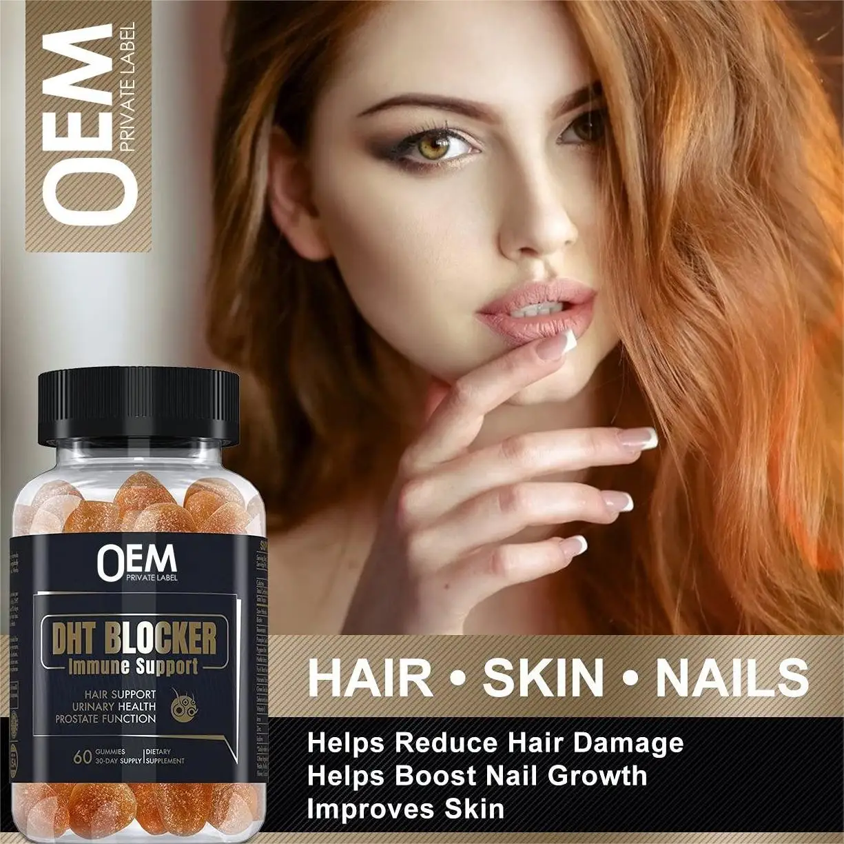 Private Label DHT Blocker Gummies Biotin Hair Vitamins for Men Women Hair Growth Supplements