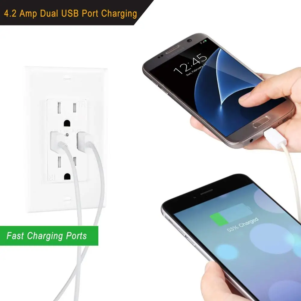 US/Japan Wall Socket with 5V 4.2A Type-A Type-C Outlet