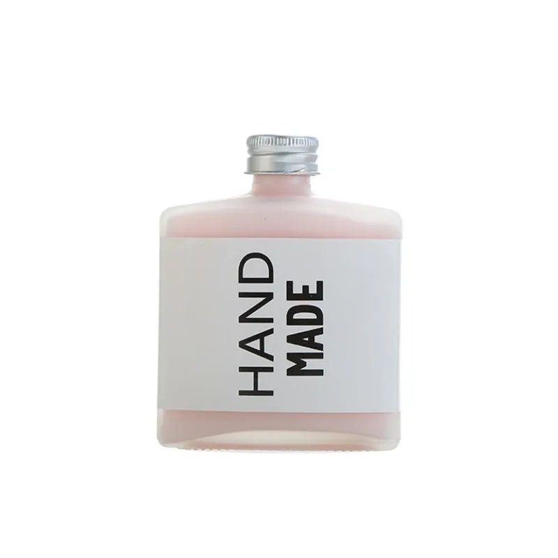 
Wholesale frosted clear pocket flat flask spirit juice coffee glass bottles for soft drink with aluminum lid 