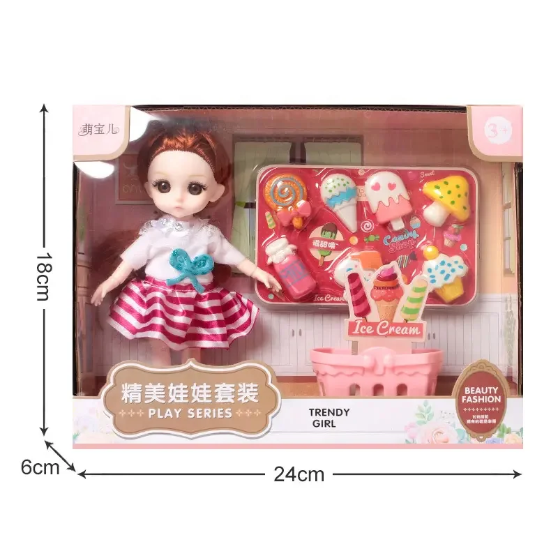 Mini Doll 13 Movable Joint Baby 3D Big Eyes Beautiful DIY Toy 10 inch fashion elegant mini girl doll