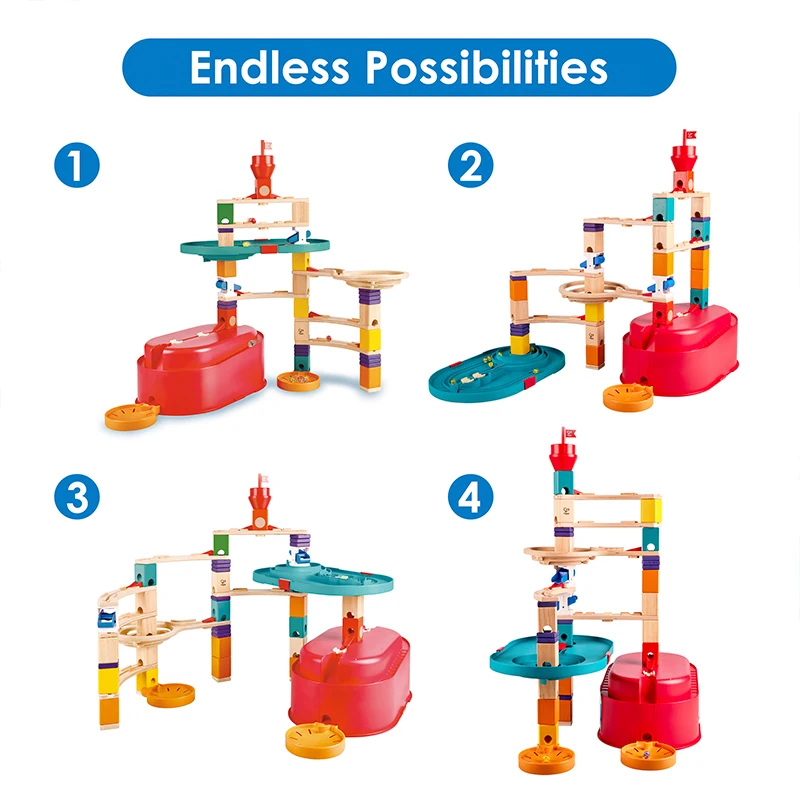Hape Quadrilla Marble Run Block Educational Toys Marble Race Run Magnetic Tiles for kids