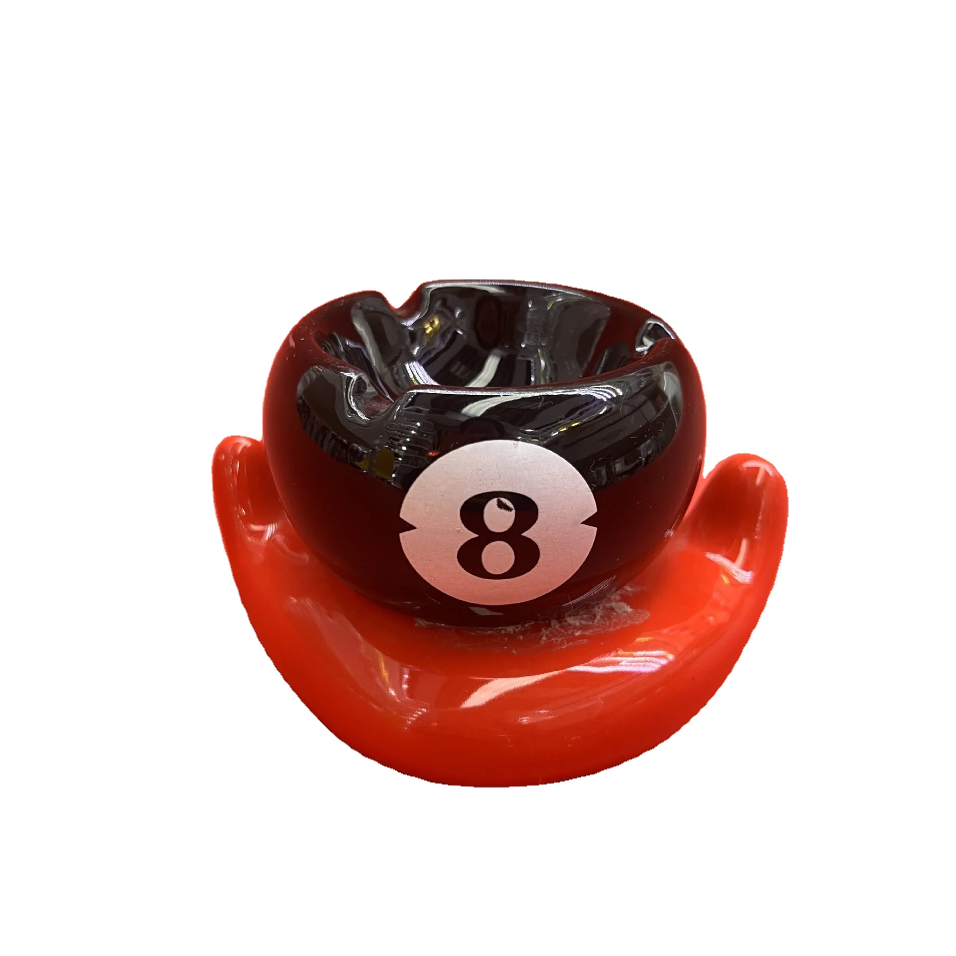 ATY121 Creative Number 8 Billiard Golf Tennis Ball Shape Ceramic Ashtray
