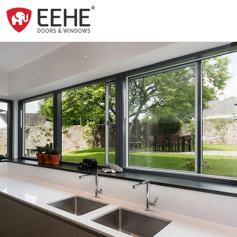 EEHE panoramic glass sliding window windproof tempered glass aluminum alloy sliding window