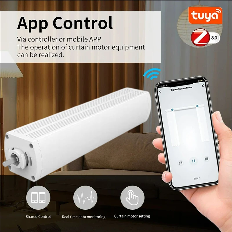 Speed Spliced Track Tuya Wifi/Zigbee Curtain Motor BCM700D Smart House Alexa Remote Control Smart Automatic Curtain