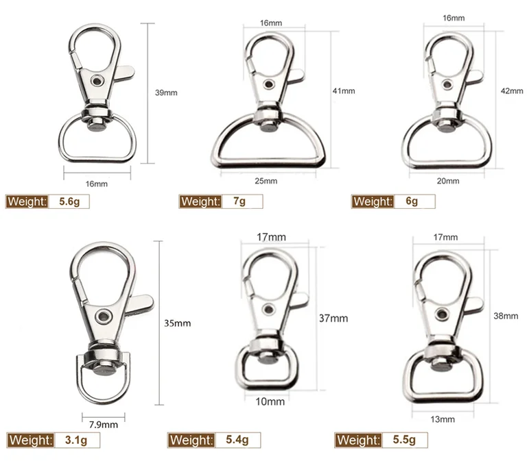 Nickle Plated Lanyard Keychain Lobster Clasp Swivel Trigger Snap Hook