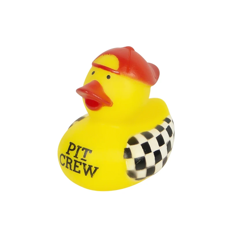 Promotional Floating Race Animal Bath Duck Printed Vinyl Baby Novelties Toys Squeaky Bath Bulk Rubber Ducks for Bathroom Use