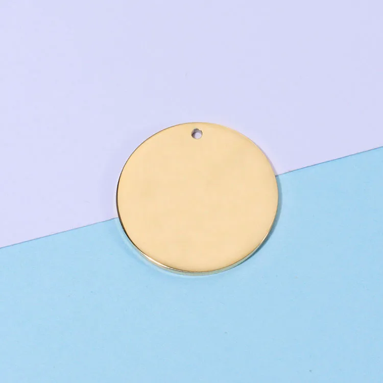 S119418K Gold Plated Stainless Steel Stamping Disc Circle Tags,Oval Round Blank Flat Engraving Tags,Disc Blanks