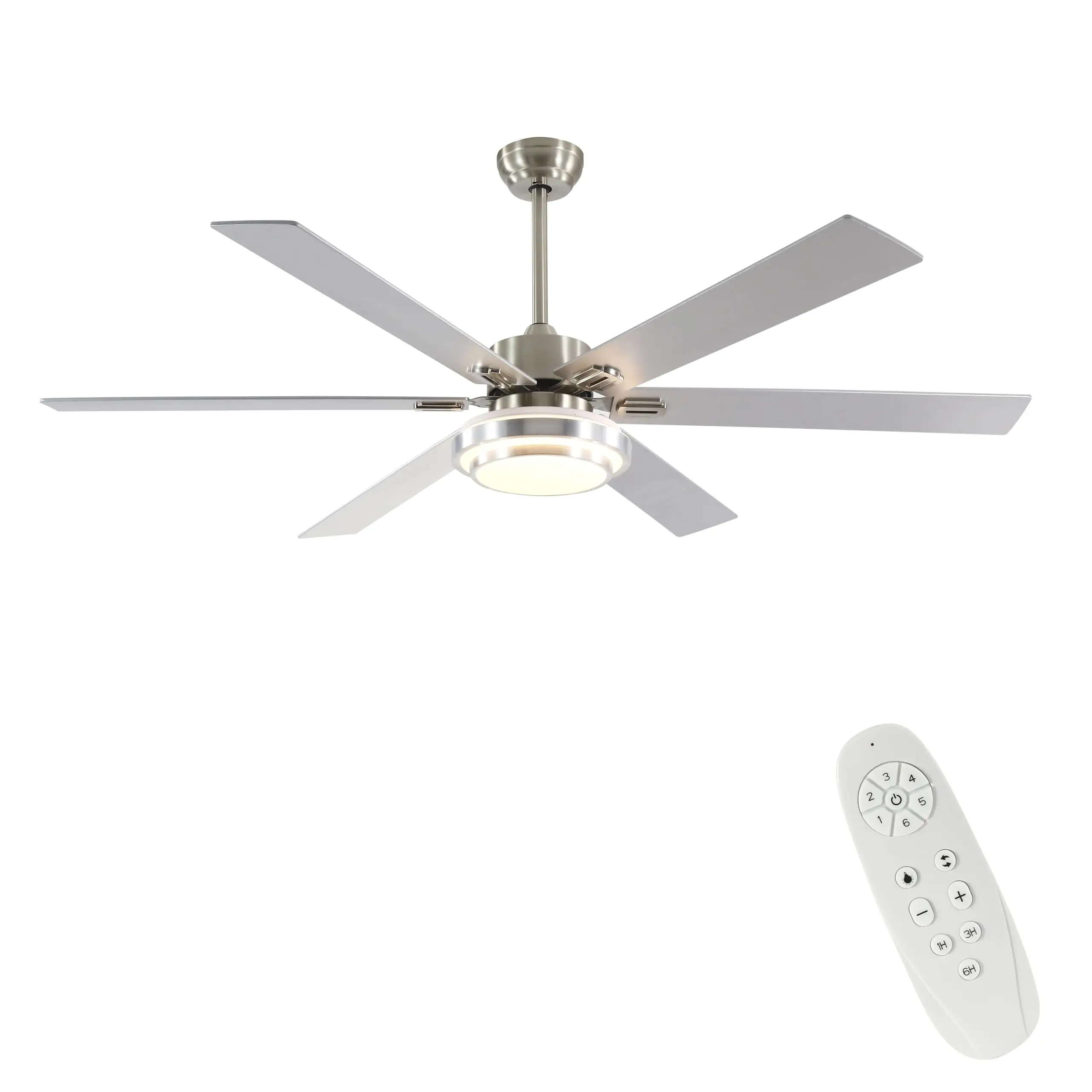62 Inch 5 Plywood Blades Dc Motor Led Fan Remote Nickle Dimmable Fans Lighting Ceiling Candil Ventilador De Techo