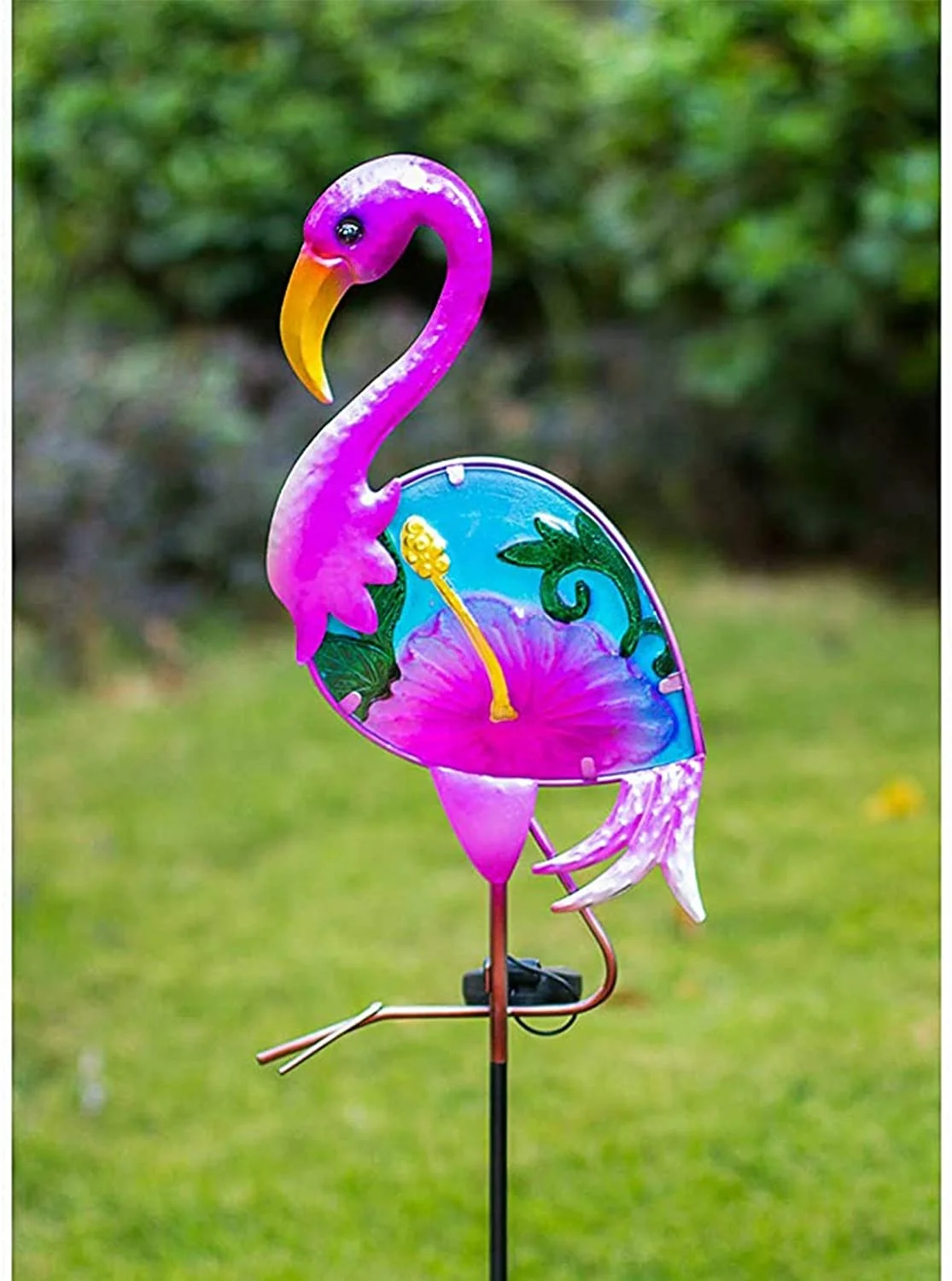 Garden Landscape Lighting Stake Yard Ornaments Solar Powered Flamingo