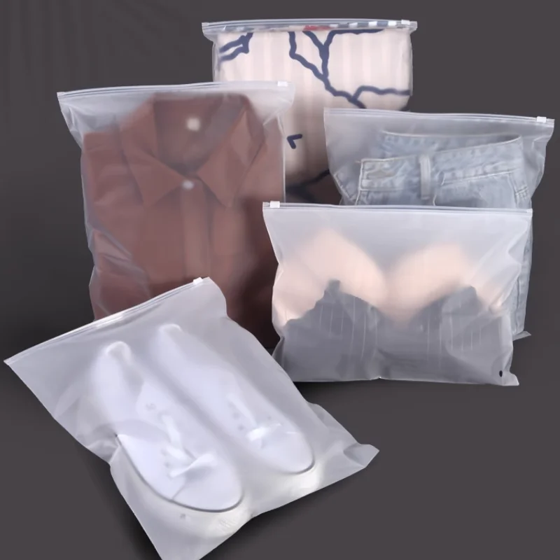 Custom Pe Transparent Plastic Bag Food Snacks Packaging Frosted Zipper Bag for Clothing