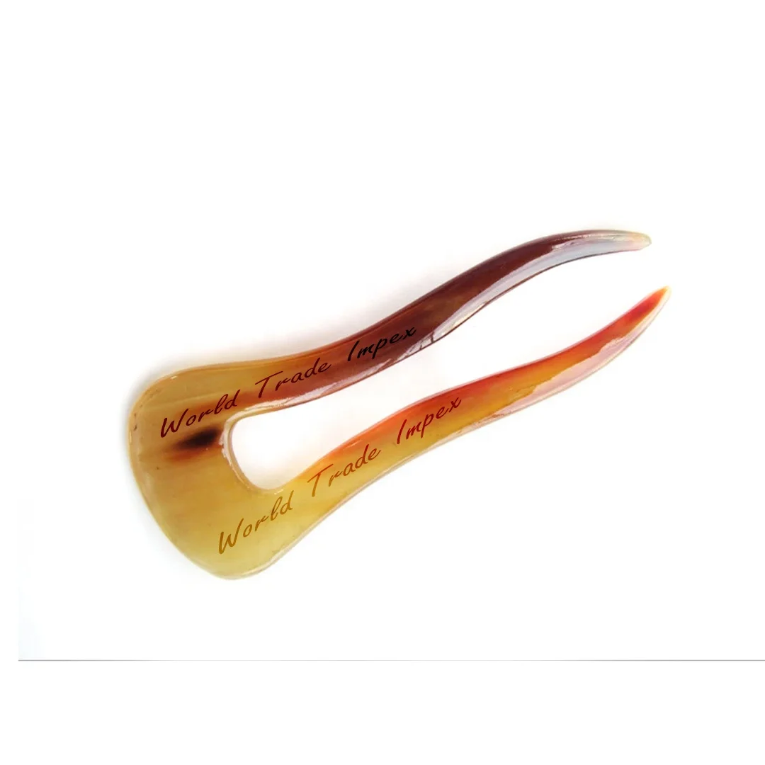 2 зубца светлый оттенок рог буйвола вилки для волос заколки для укладки волос для женщин