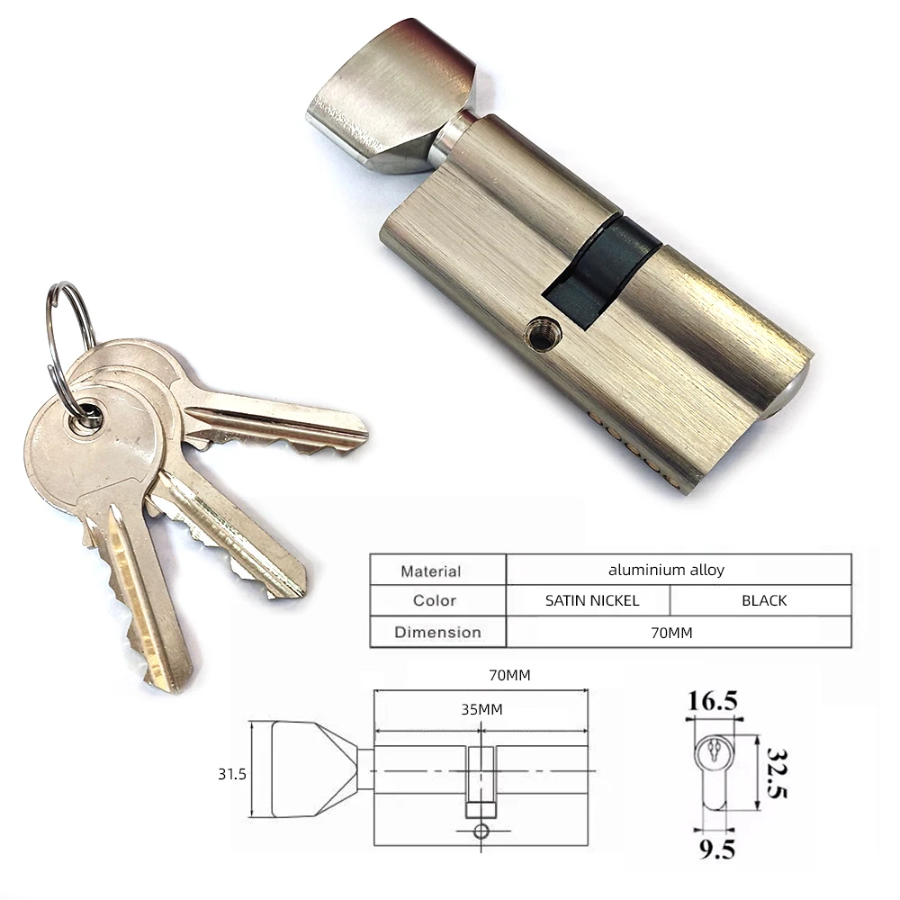 Economical Cheap Home Apartment Universal Aluminum alloy Brass Inside 70mm Single open  Door lock key knob cylinder