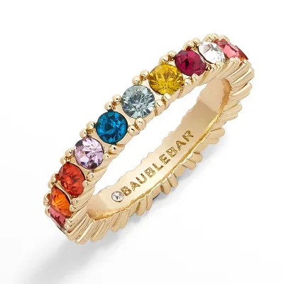 2020 Amazon Best Selling Rainbow Cubic Zirconia Anniversary Eternity Ring Multi colors Crystal Wedding Bands Rings for Women