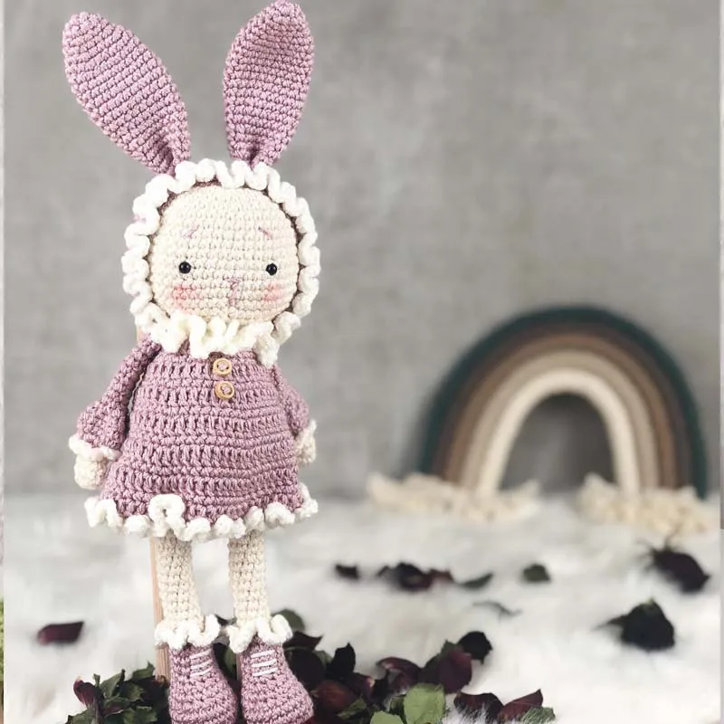 Custom Crochet Bunny Toy Cute Baby Gift knitted rabbit doll Crochet Bunny Doll Cute Bunny Nursery Toy Amigurumi Stuffed Toy