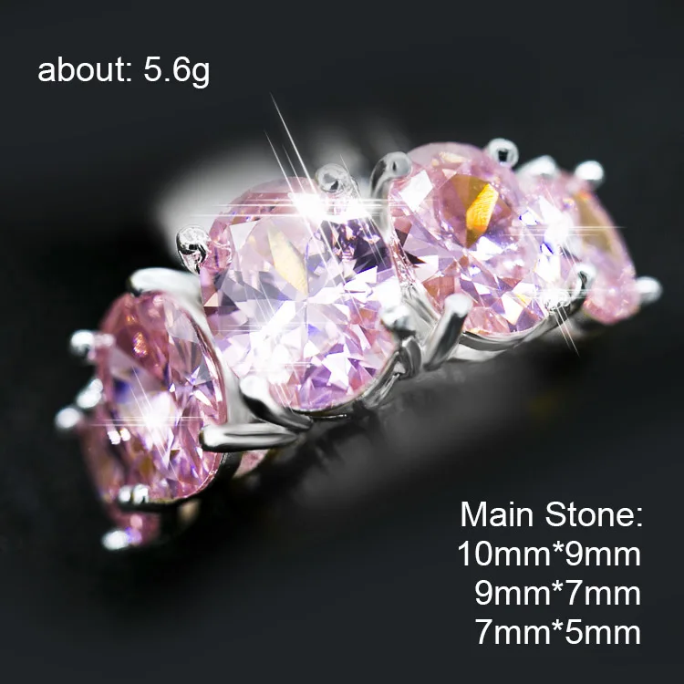 Fashion Ladies Cherry Blossom Pink Zircon Ring Ring Copper Silver Plated Jewelry